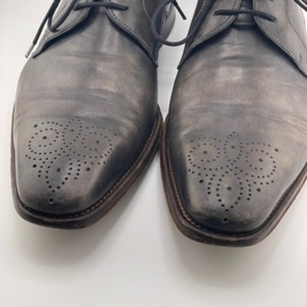Magnanni Oxfords Dress Shoes Men's 9.5 D Gray Leather Wingtip Lace Up Brogue - Picture 10 of 16